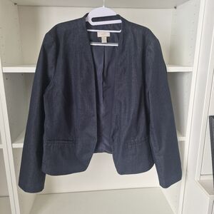LOFT Denim Blazer Size 16 | Tailored Stretch Work Jacket